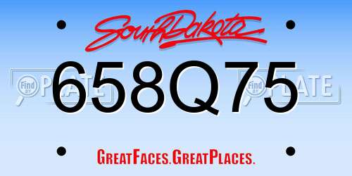 658Q75 South Dakota License Plate