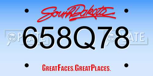658Q78 South Dakota License Plate