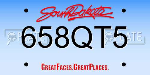 658QT5 South Dakota License Plate