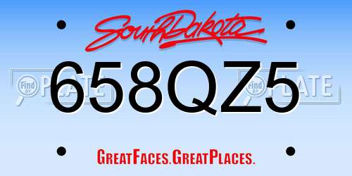 658QZ5 South Dakota License Plate