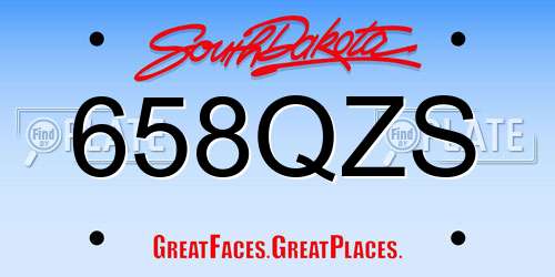 658QZS South Dakota License Plate