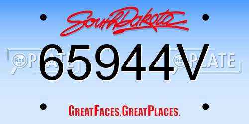 65944V South Dakota License Plate