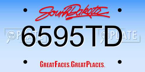 6595TD South Dakota License Plate