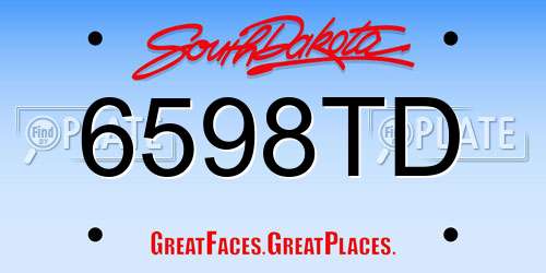 6598TD South Dakota License Plate