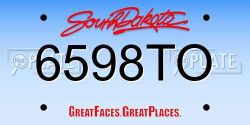 6598TO South Dakota License Plate