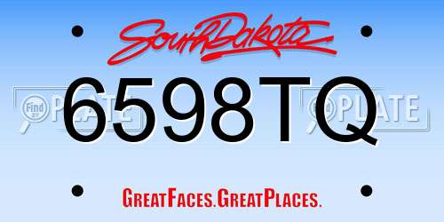 6598TQ South Dakota License Plate