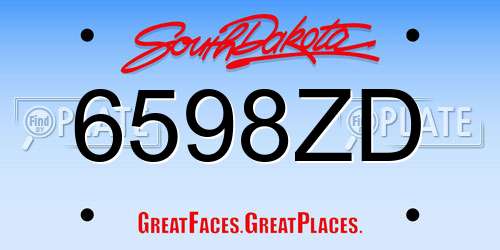 6598ZD South Dakota License Plate