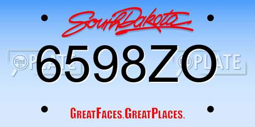 6598ZO South Dakota License Plate