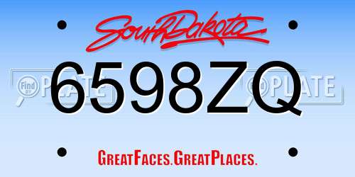 6598ZQ South Dakota License Plate