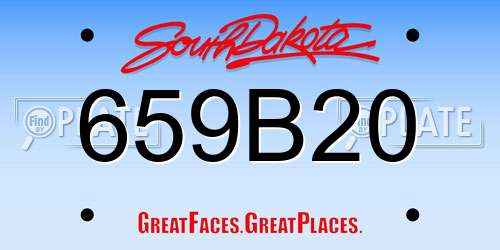 659B20 South Dakota License Plate