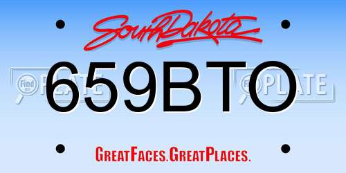 659BTO South Dakota License Plate