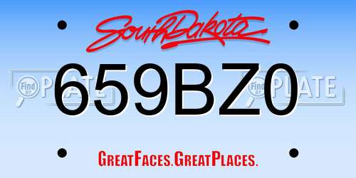 659BZ0 South Dakota License Plate