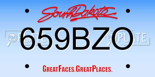 659BZO South Dakota License Plate