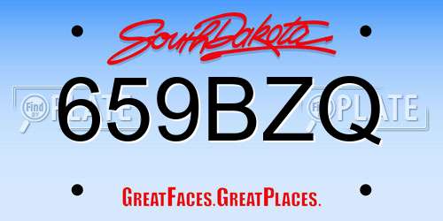 659BZQ South Dakota License Plate