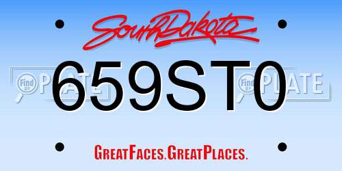 659ST0 South Dakota License Plate