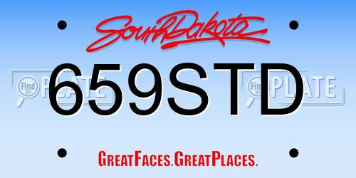 659STD South Dakota License Plate