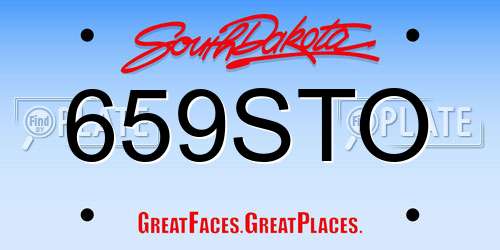 659STO South Dakota License Plate
