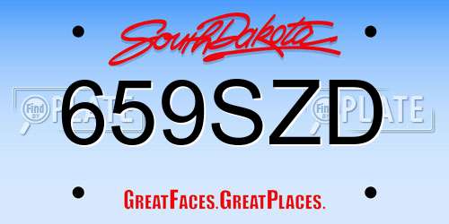 659SZD South Dakota License Plate