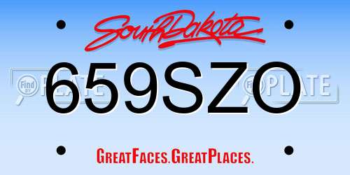 659SZO South Dakota License Plate