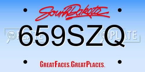659SZQ South Dakota License Plate