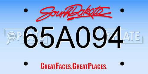65A094 South Dakota License Plate
