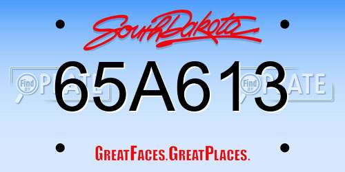65A613 South Dakota License Plate