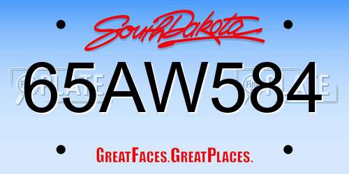 65AW584 South Dakota License Plate