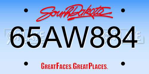 65AW884 South Dakota License Plate