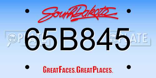65B845 South Dakota License Plate