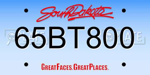 65BT800 South Dakota License Plate