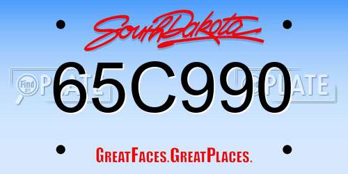 65C990 South Dakota License Plate