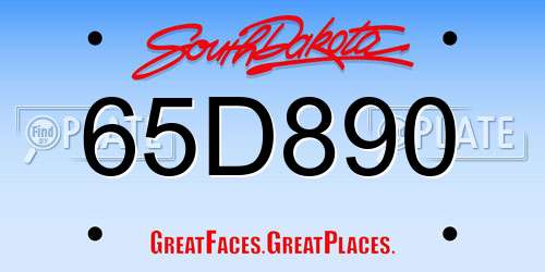 65D890 South Dakota License Plate