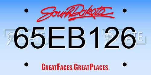 65EB126 South Dakota License Plate