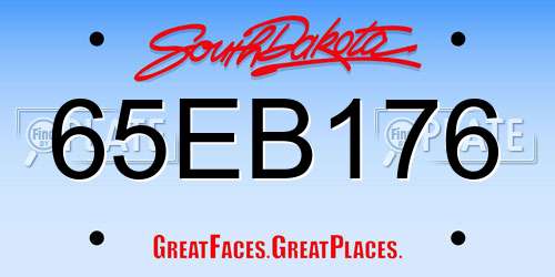 65EB176 South Dakota License Plate