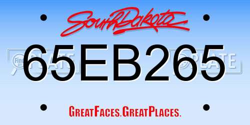 65EB265 South Dakota License Plate