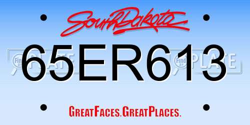 65ER613 South Dakota License Plate