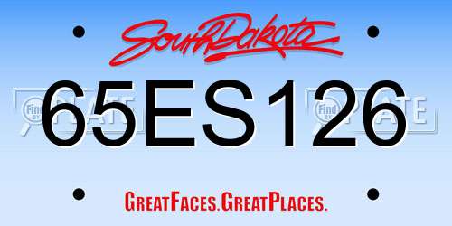 65ES126 South Dakota License Plate