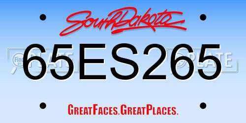 65ES265 South Dakota License Plate