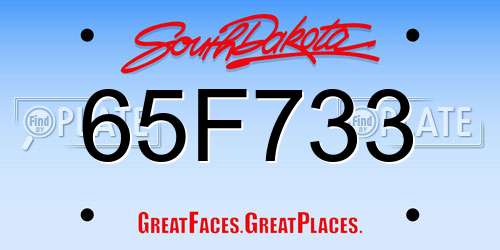 65F733 South Dakota License Plate