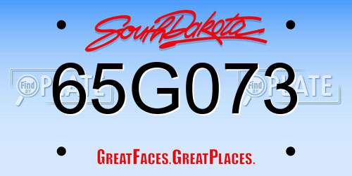 65G073 South Dakota License Plate