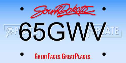 65GWV South Dakota License Plate