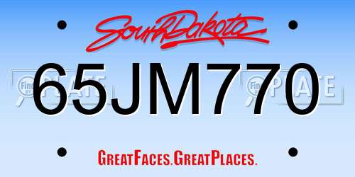 65JM770 South Dakota License Plate