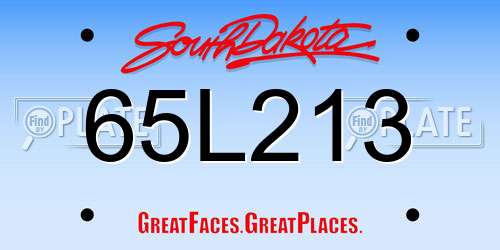 65L213 South Dakota License Plate