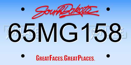 65MG158 South Dakota License Plate