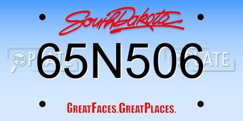 65N506 South Dakota License Plate