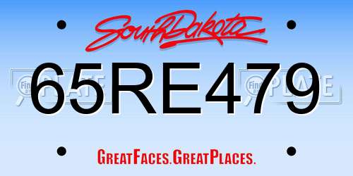 65RE479 South Dakota License Plate