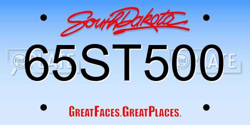 65ST500 South Dakota License Plate