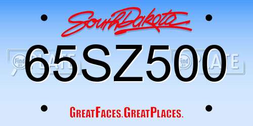 65SZ500 South Dakota License Plate