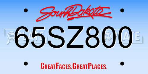 65SZ800 South Dakota License Plate