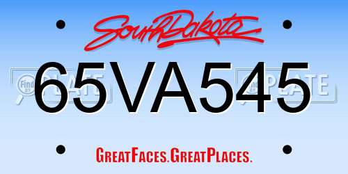 65VA545 South Dakota License Plate